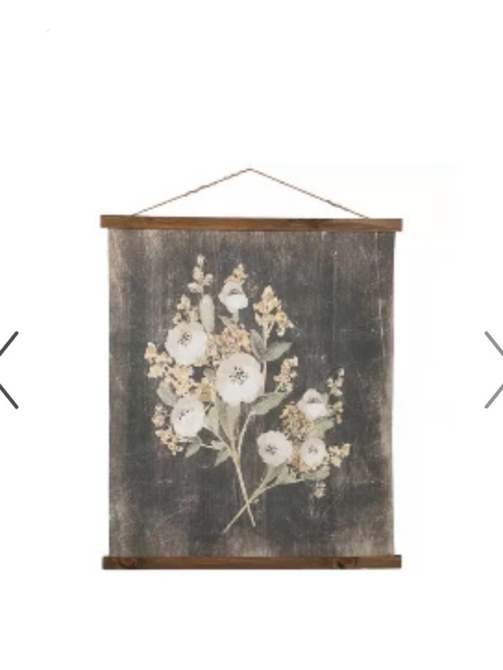 Rustic White Floral Tapestry Wall Art with Brown Trim